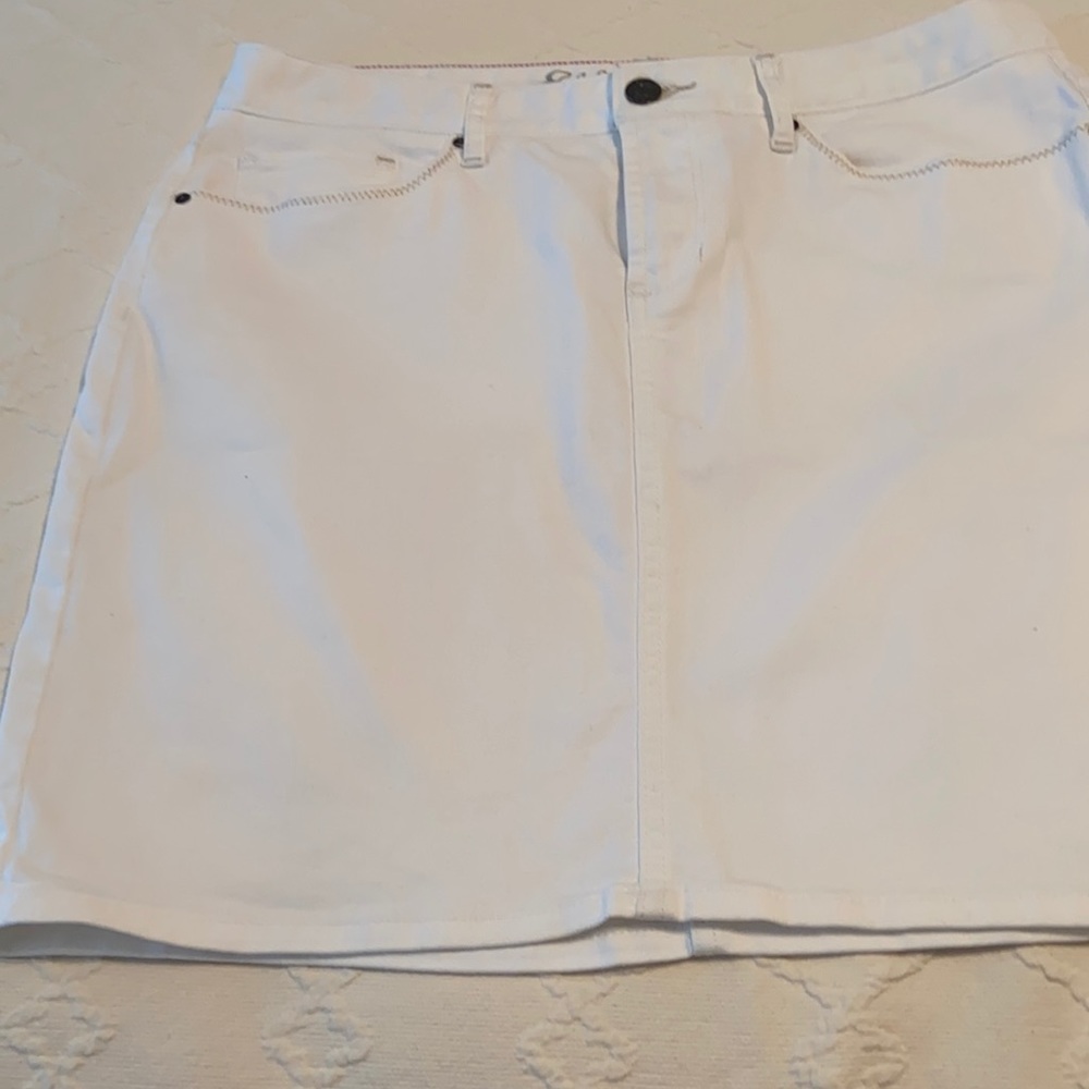 Eddie Bauer white denim skirt